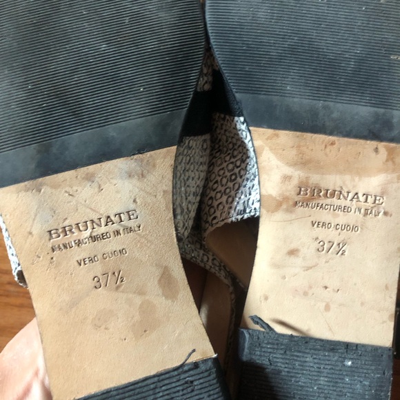 ❤️Brunate Black and White Slingback Sandals Shoes Leather Made in Italy EUR 37.5 - Picture 5 of 8